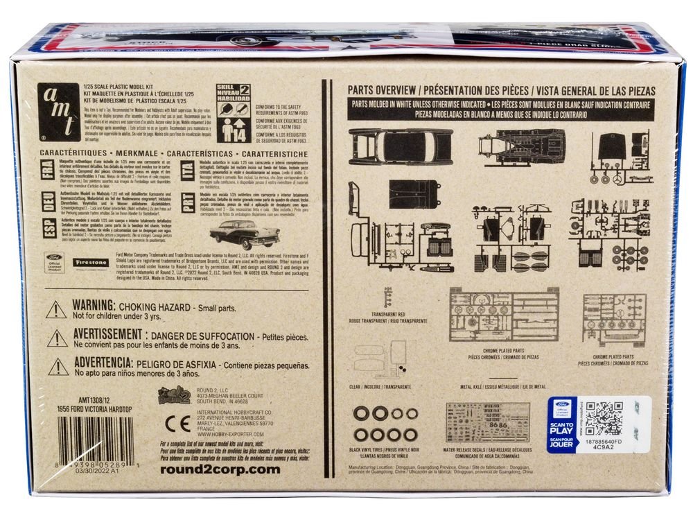 Skill 2 Model Kit 1956 Ford Victoria Hardtop 3 in 1 Kit 1/25 Scale Model by AMT view 4