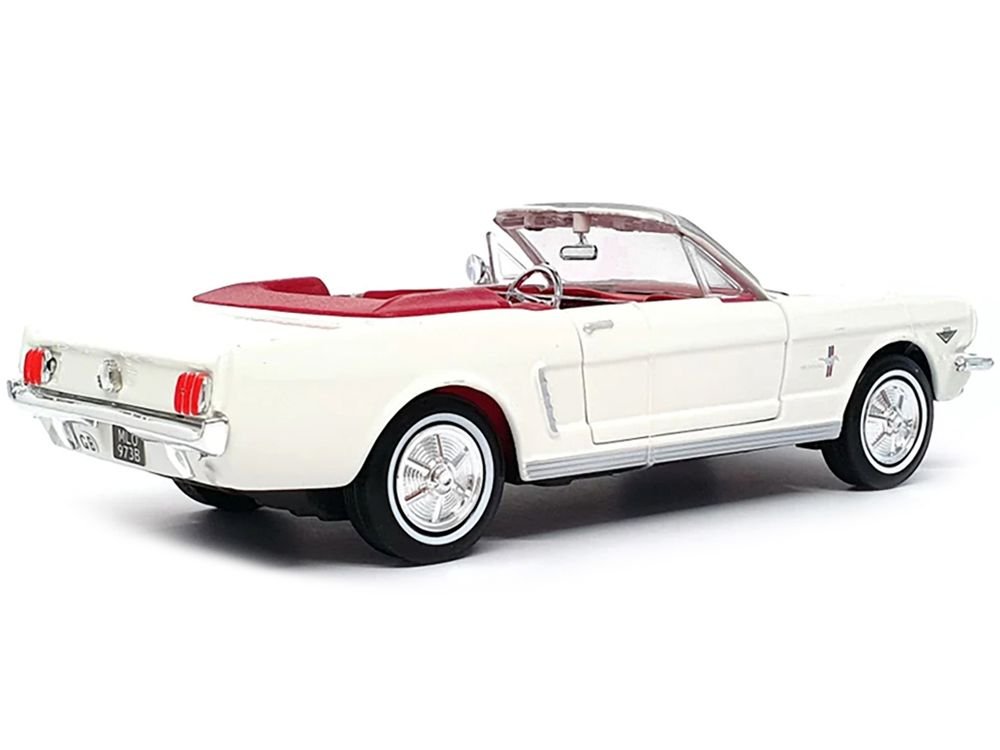 1964 1/2 Ford Mustang Convertible White with Red Interior James Bond 007 "Goldfinger" (1964) Movie "James Bond Collection" Series 1/24 Diecast Model Car by Motormax view 3
