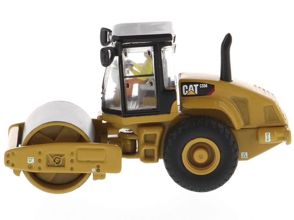 CAT Caterpillar CS56 Smooth Drum Vibratory Soil Compactor with Operator "High Line" Series 1/87 (HO) Scale Diecast Model by Diecast Masters view 2