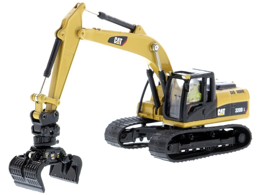 CAT Caterpillar 320D L Hydraulic Excavator with Multiple Work Tools and Operator "High Line" Series 1/87 (HO) Scale Diecast Model by Diecast Masters view 2