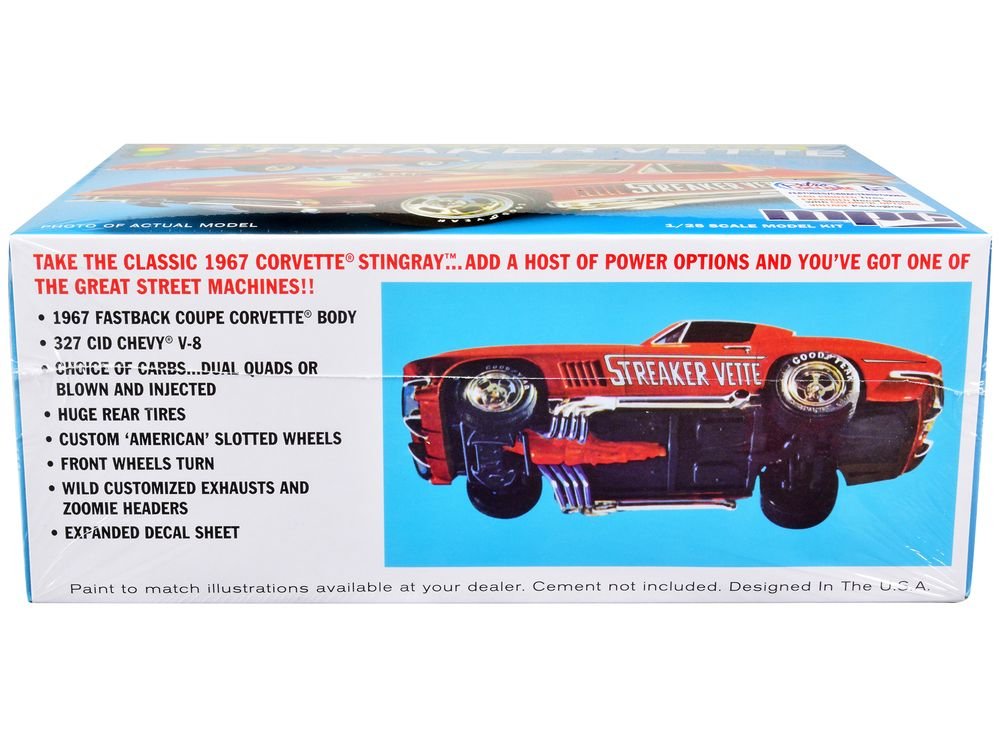 Skill 2 Model Kit 1967 Chevrolet Corvette Stingray "Streaker Vette" "The Great Street Machines" Series 1/25 Scale Model Car by MPC view 3
