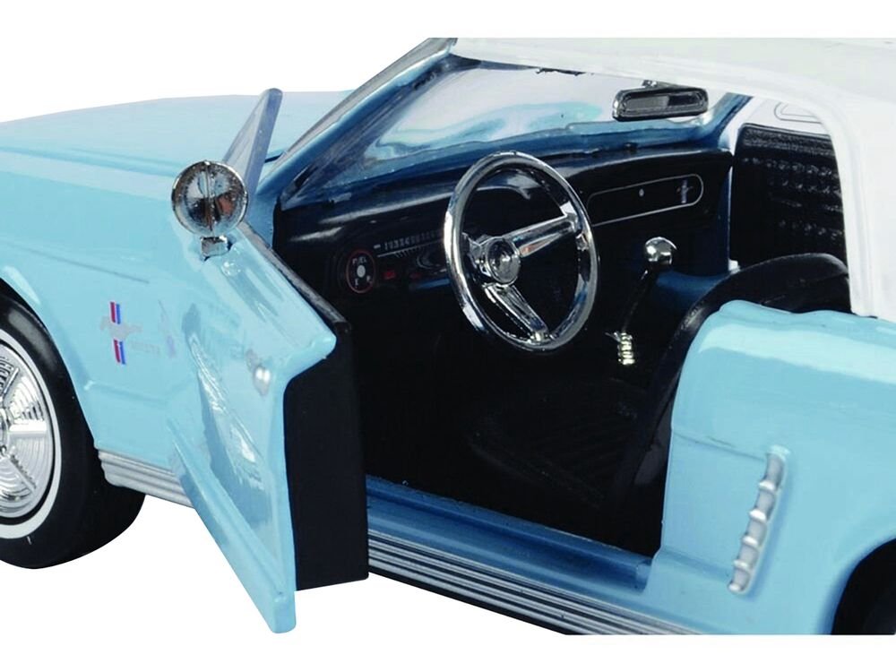 1964 1/2 Ford Mustang Light Blue with White Top James Bond 007 "Thunderball" (1965) Movie "James Bond Collection" Series 1/24 Diecast Model Car by Motormax view 2