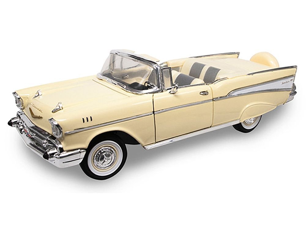 1957 Chevrolet Bel Air Convertible Cream 1/18 Diecast Model Car by Road Signature view 2