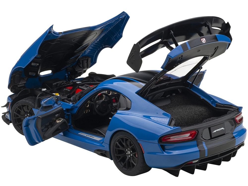 2017 Dodge Viper ACR Competition Blue with Black Stripes 1/18 Model Car by Autoart view 2