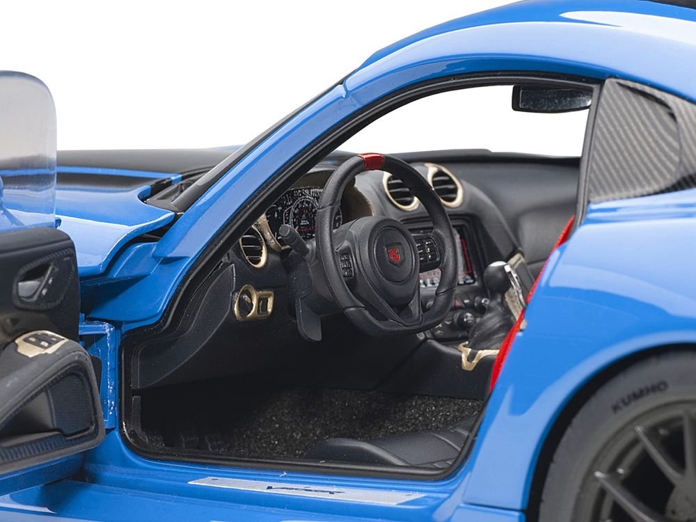 2017 Dodge Viper ACR Competition Blue with Black Stripes 1/18 Model Car by Autoart view 4