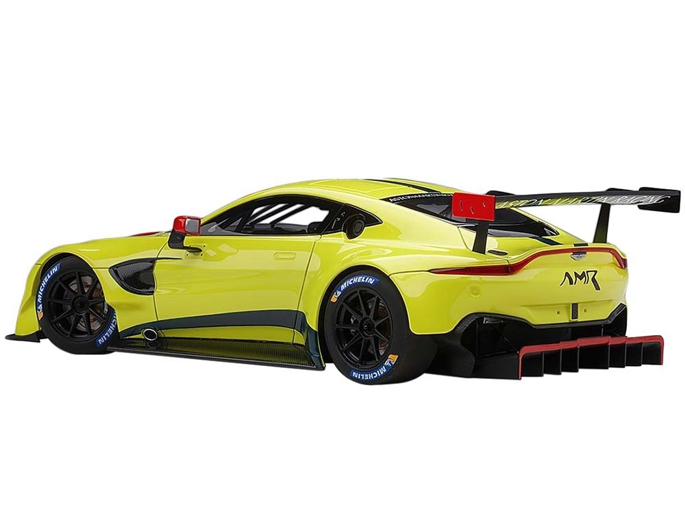 2018 Aston Martin Vantage GTE Le Mans PRO Presentation Car Lemon Green Metallic with Carbon and Red Accents "Aston Martin Racing" 1/18 Model Car by Autoart view 3