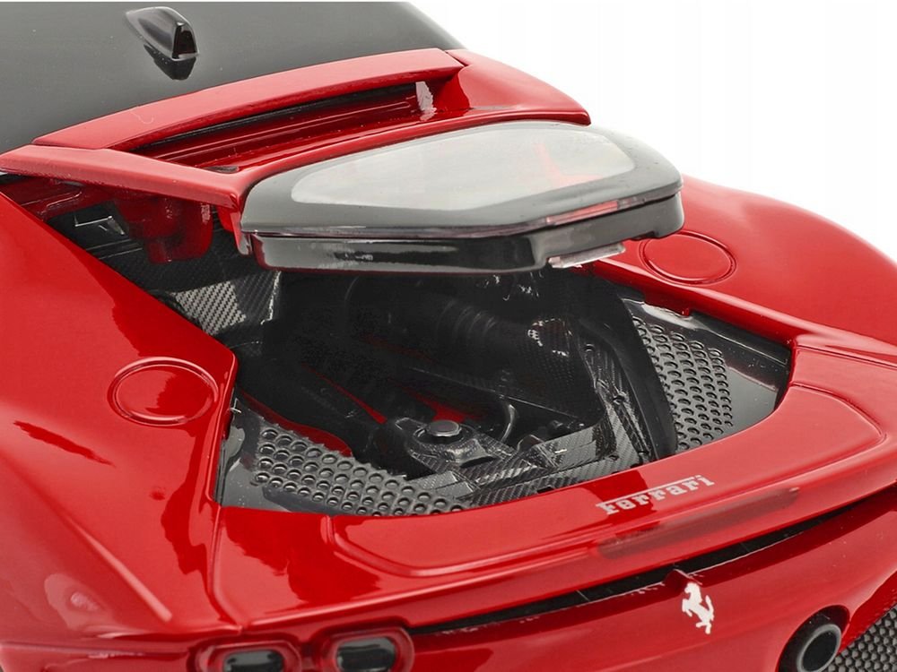 Ferrari SF90 Stradale Red with Black Top "Race + Play" Series 1/18 Diecast Model Car by Bburago view 3