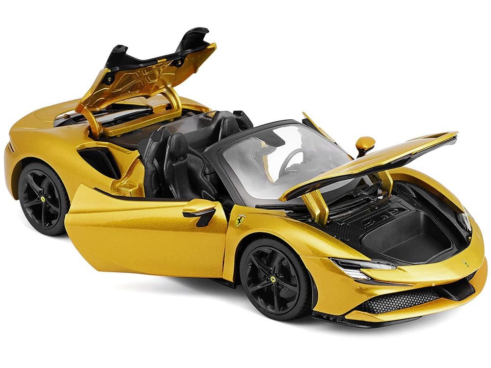 Ferrari SF90 Spider Gold Metallic "Race + Play" Series 1/18 Diecast Model Car by Bburago view 2