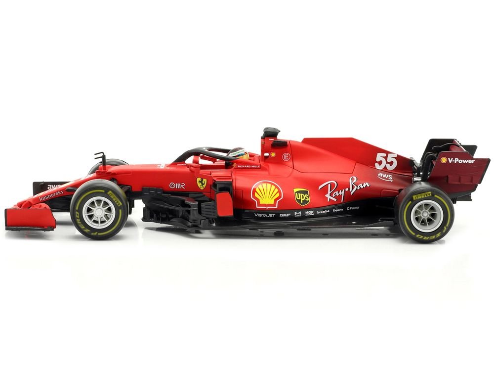 Ferrari SF21 #55 Carlos Sainz Formula One F1 Car "Ferrari Racing" Series 1/18 Diecast Model Car by Bburago view 4