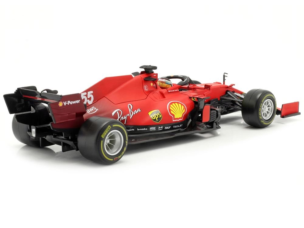 Ferrari SF21 #55 Carlos Sainz Formula One F1 Car "Ferrari Racing" Series 1/18 Diecast Model Car by Bburago view 5