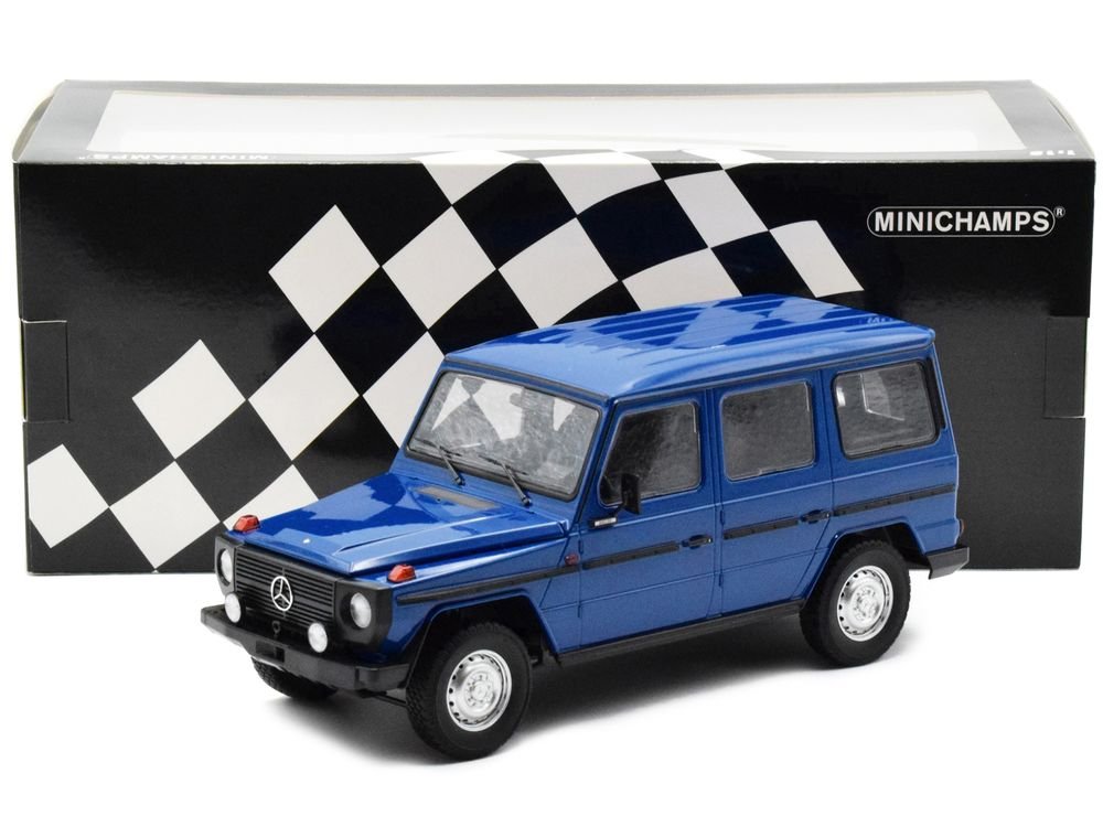 1980 Mercedes-Benz G-Model (LWB) Dark Blue with Black Stripes Limited Edition to 402 pieces Worldwide 1/18 Diecast Model Car by Minichamps view 4