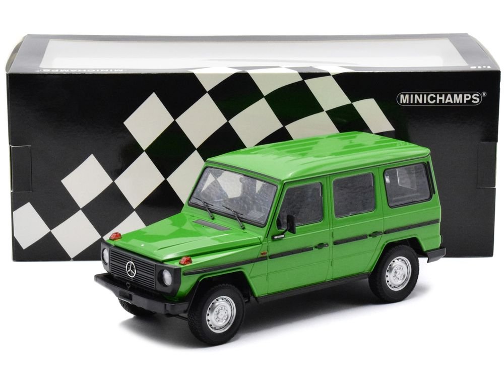 1980 Mercedes-Benz G-Model (LWB) Green with Black Stripes Limited Edition to 402 pieces Worldwide 1/18 Diecast Model Car by Minichamps view 4