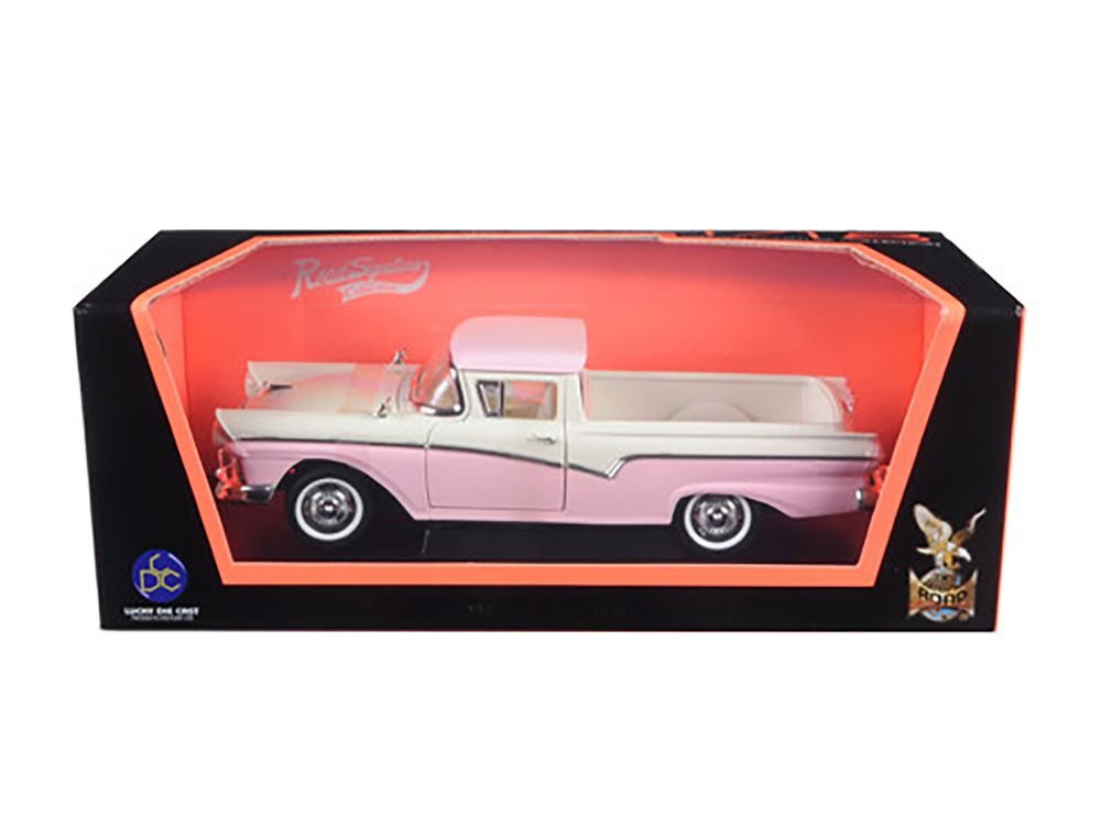 1957 Ford Ranchero Pickup Truck Pink 1/18 Diecast Model by Road Signature view 3