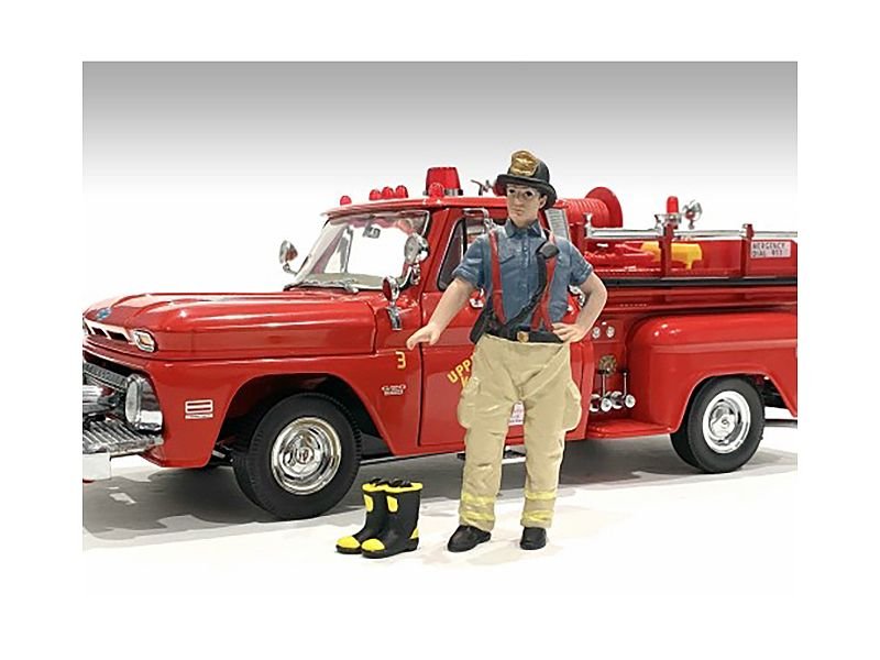 "Firefighters" Getting Ready Figure with Boots Accessory for 1/18 Scale Models by American Diorama view 2