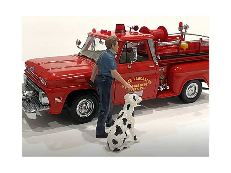 "Firefighters" Fire Dog Training Figures (Trainer and Dog) for 1/18 Scale Models by American Diorama view 3