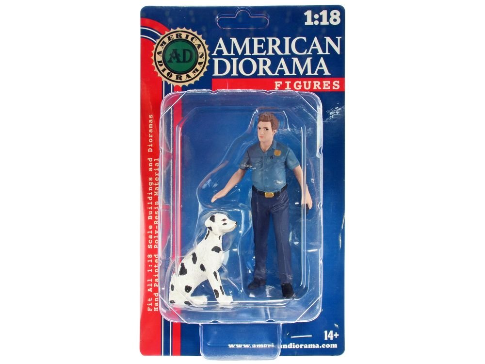 "Firefighters" Fire Dog Training Figures (Trainer and Dog) for 1/18 Scale Models by American Diorama view 4