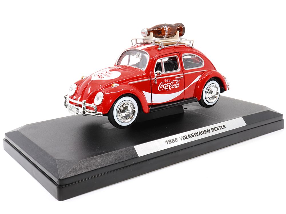 1966 Volkswagen Beetle Red "Enjoy Coca-Cola" with Roof Rack and Accessories 1/24 Diecast Model Car by Motor City Classics view 5