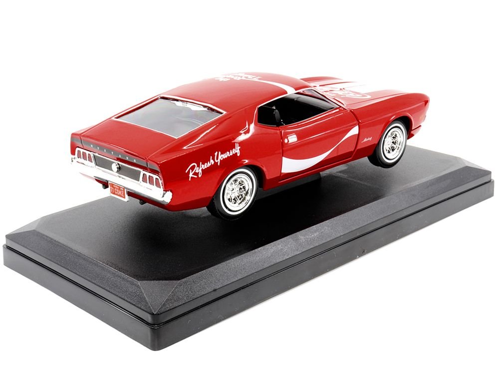 1971 Ford Mustang Sportsroof Red with White Stripes "Refresh Yourself - Coca-Cola" 1/24 Diecast Model Car by Motor City Classics view 5