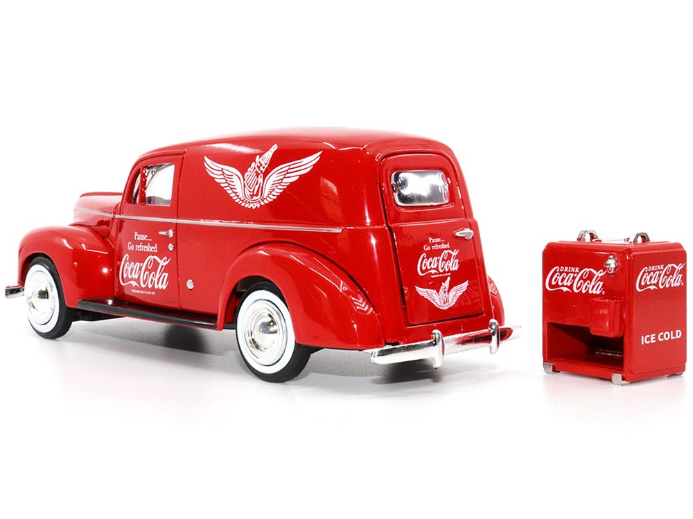 1940 Ford Sedan Cargo Van Red "Pause... Go Refreshed Coca-Cola" with Vending Machine Accessory 1/24 Diecast Model Car by Motor City Classics view 5