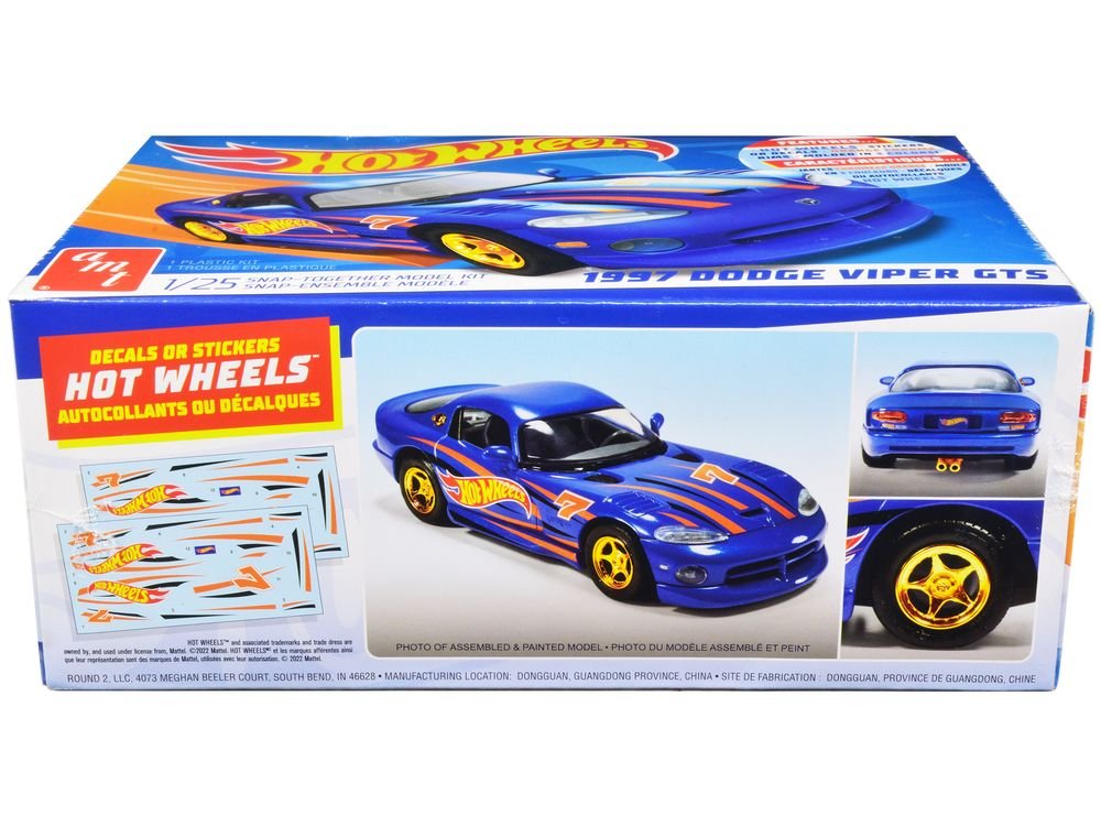 Skill 1 Snap Model Kit 1997 Dodge Viper GTS "Hot Wheels" 1/25 Scale Model by AMT view 2