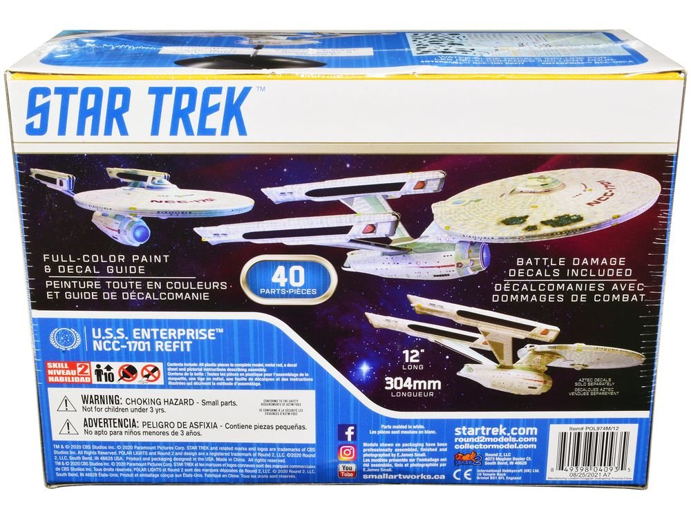 Skill 2 Snap Model Kit U.S.S. Enterprise NCC-1701 Refit Spaceship "Star Trek II: The Wrath of Khan" (1982) Movie 1/1000 Scale Model by Polar Lights view 4