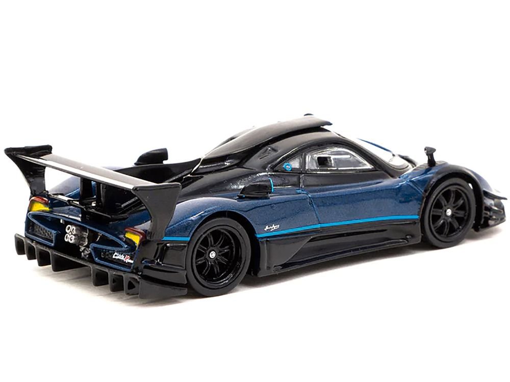 Pagani Zonda Revolucion Blue Metallic and Black with Light Blue Stripes "Global64" Series 1/64 Diecast Model Car by Tarmac Works view 2