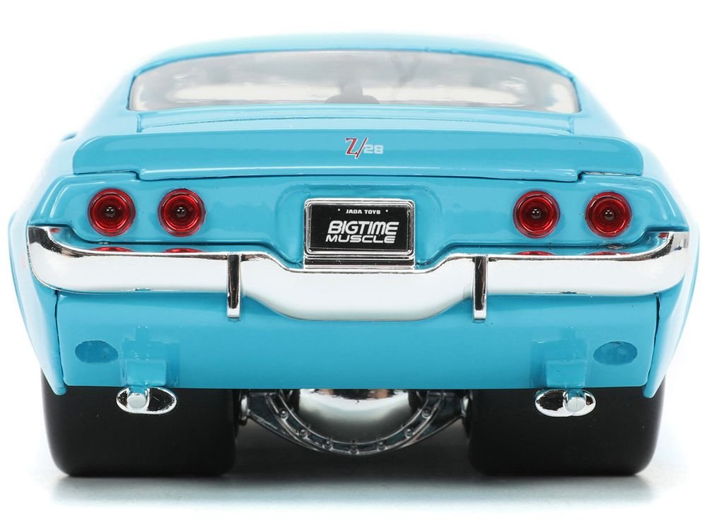 1971 Chevrolet Camaro Z/28 Light Blue with White Stripes "Bigtime Muscle" Series 1/24 Diecast Model Car by Jada view 5