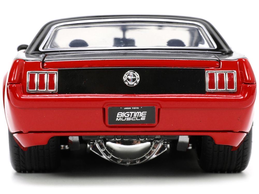 1965 Ford Mustang Custom Red and Black "Bigtime Muscle" Series 1/24 Diecast Model Car by Jada view 5