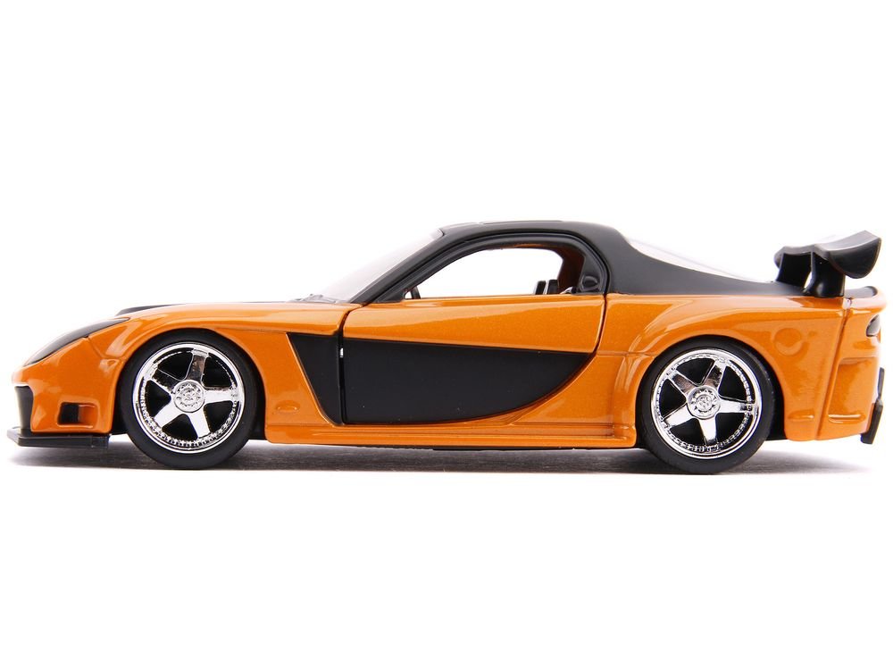 Han's Mazda RX-7 Orange Metallic and Matt Black and Toyota GR Supra Orange Metallic with Black Hood Set of 2 pieces "Fast & Furious" Series 1/32 Diecast Model Cars by Jada view 3