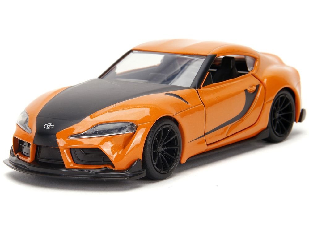 Han's Mazda RX-7 Orange Metallic and Matt Black and Toyota GR Supra Orange Metallic with Black Hood Set of 2 pieces "Fast & Furious" Series 1/32 Diecast Model Cars by Jada view 4