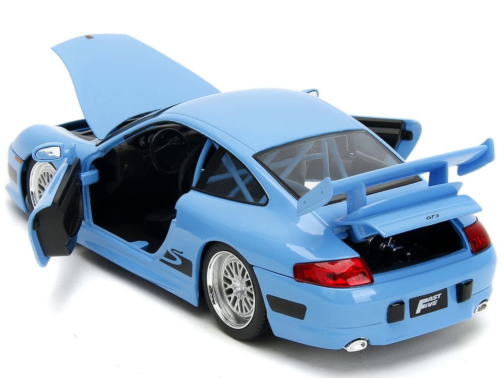 Porsche 911 GT3 RS Light Blue with Black Accents "Fast & Furious" Movie 1/24 Diecast Model Car by Jada view 4