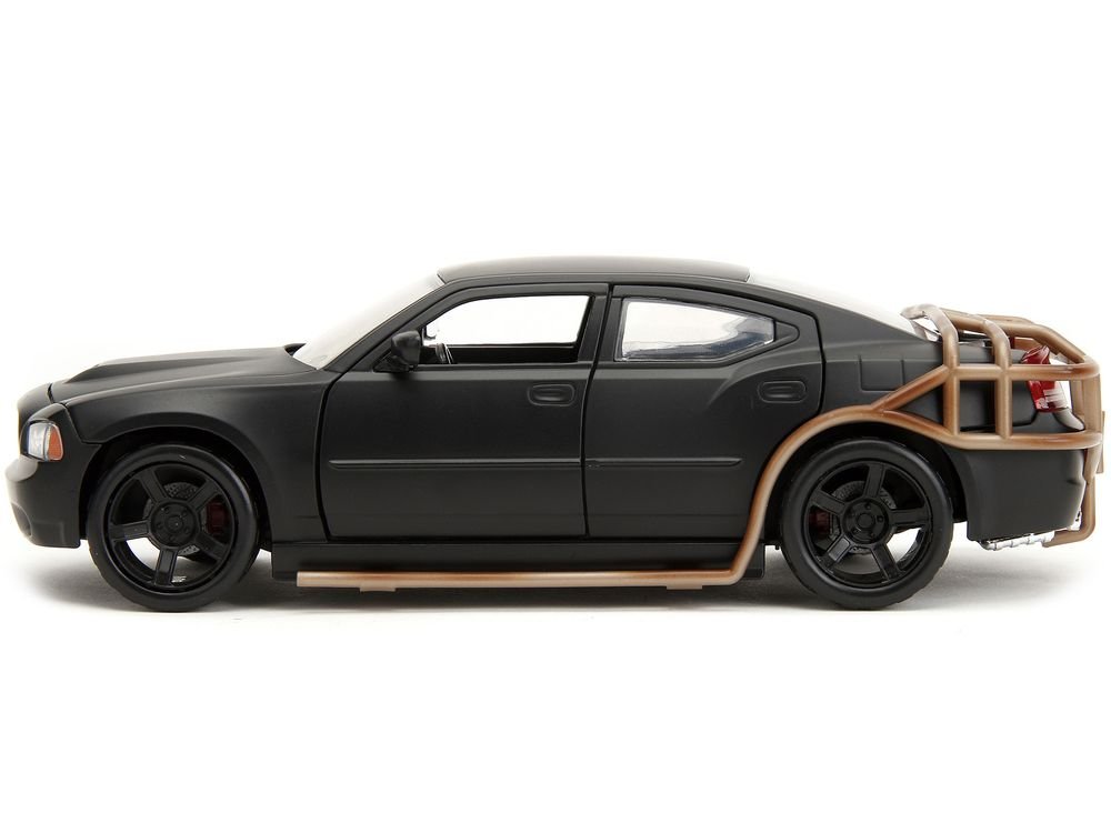 2006 Dodge Charger Matt Black with Outer Cage "Fast & Furious" Movie 1/24 Diecast Model Car by Jada view 3