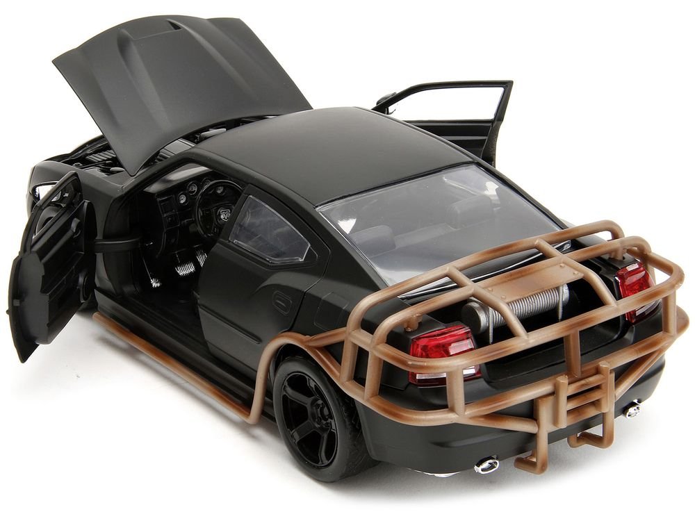2006 Dodge Charger Matt Black with Outer Cage "Fast & Furious" Movie 1/24 Diecast Model Car by Jada view 4