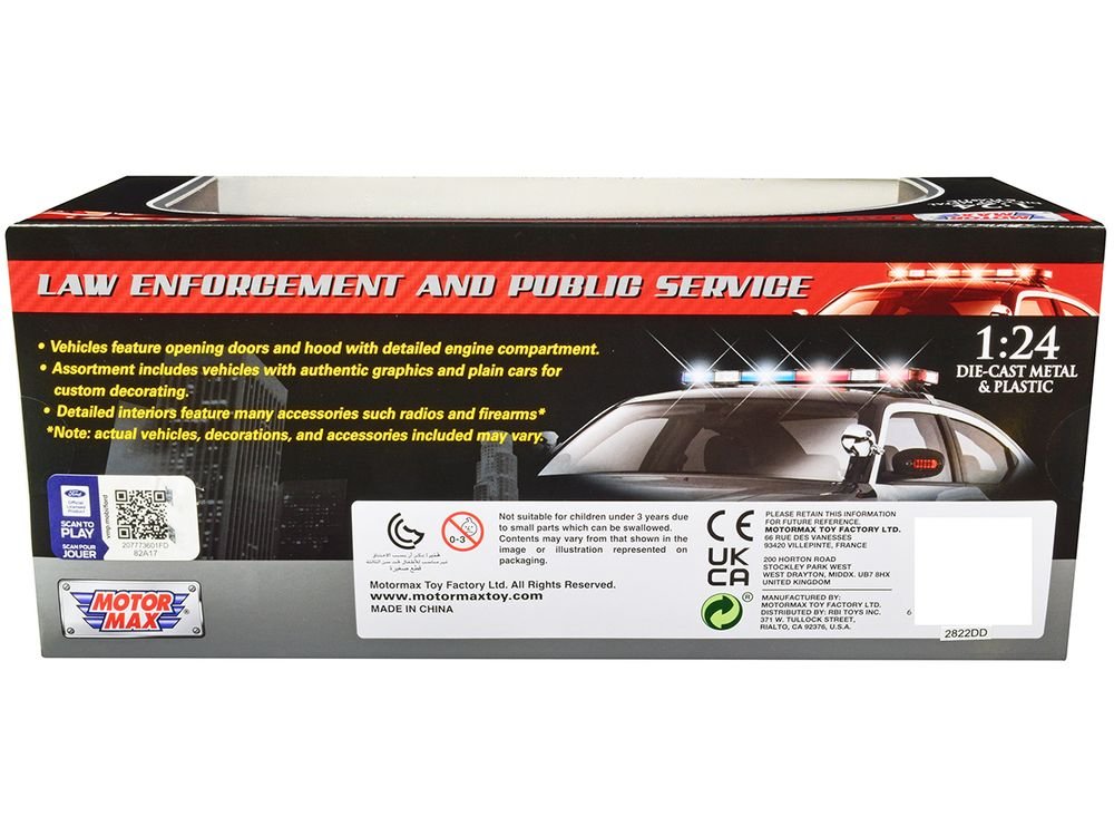 2010 Ford Crown Victoria Police Interceptor Unmarked White "Custom Builder's Kit" Series 1/24 Diecast Model Car by Motormax view 2
