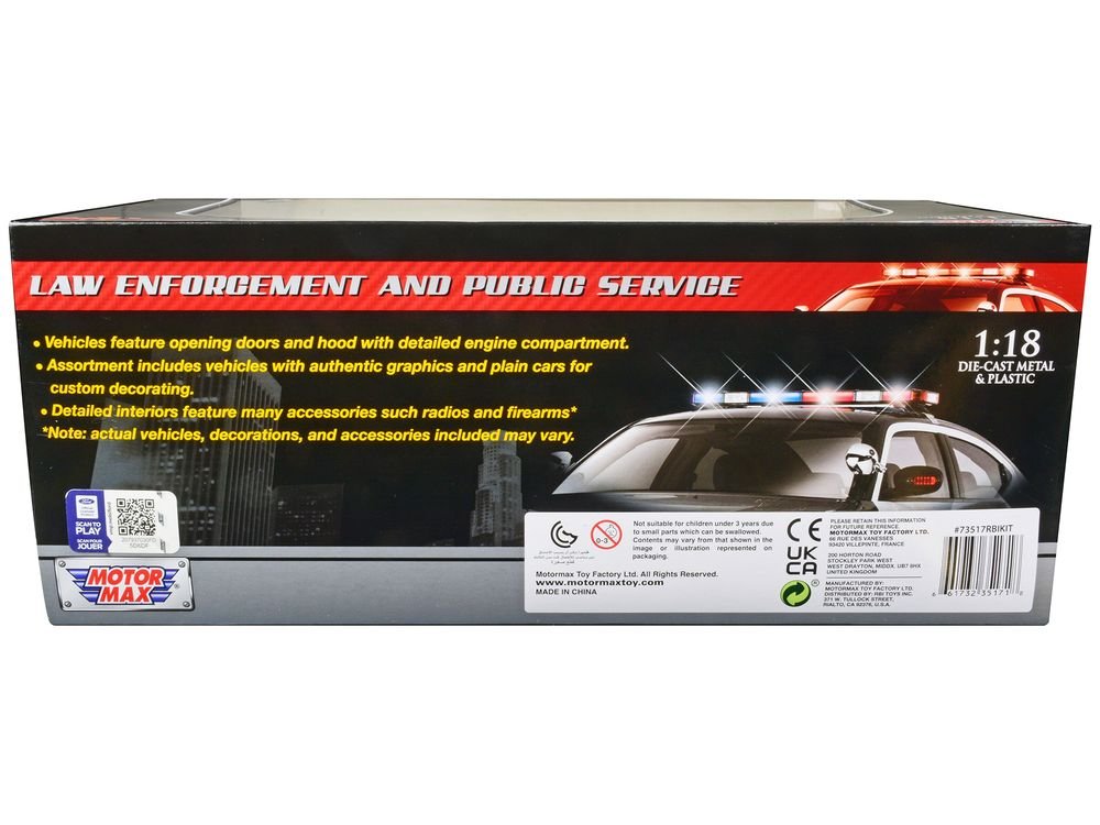 2001 Ford Crown Victoria Police Car Unmarked White "Custom Builder's Kit" Series 1/18 Diecast Model Car by Motormax view 2