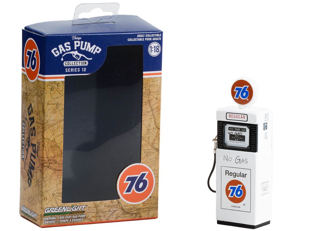 1951 Wayne 505 Gas Pump "Union 76 Regular Gasoline" "No Gas" White "Vintage Gas Pumps" Series 12 1/18 Diecast Model by Greenlight view 2