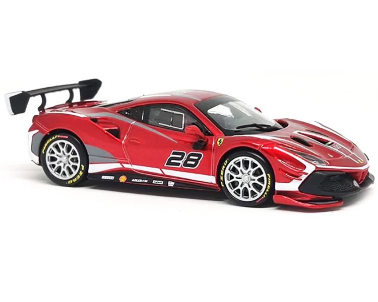 2020 Ferrari 488 Challenge EVO #28 Red with Graphics "Racing" Series 1/43 Diecast Model Car by Bburago view 2