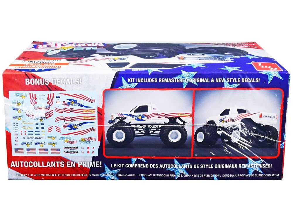 Skill 1 Snap Model Kit Chevrolet Silverado "USA-1" Monster Truck 1/32 Scale Model by AMT view 2