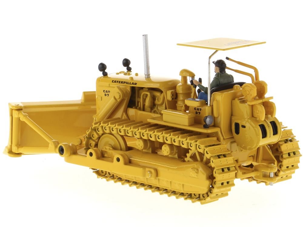 CAT Caterpillar D7C Track-Type Tractor Dozer Yellow with Operator "Vintage Series" 1/50 Diecast Model by Diecast Masters view 3