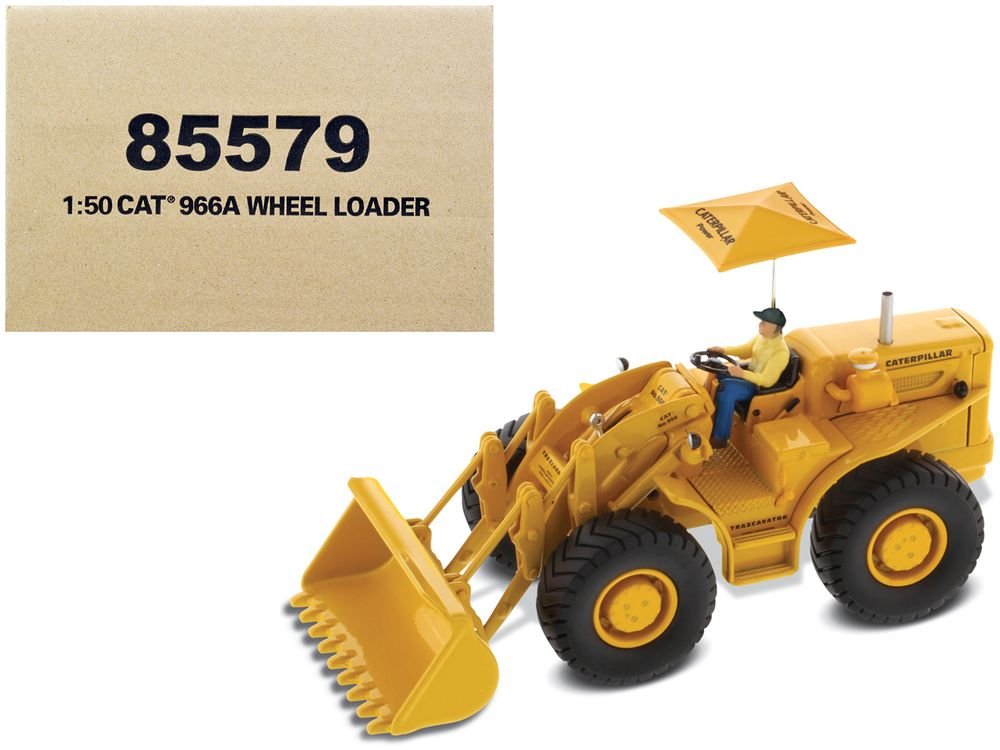 CAT Caterpillar 966A Wheel Loader Yellow with Operator "Vintage Series" 1/50 Diecast Model by Diecast Masters