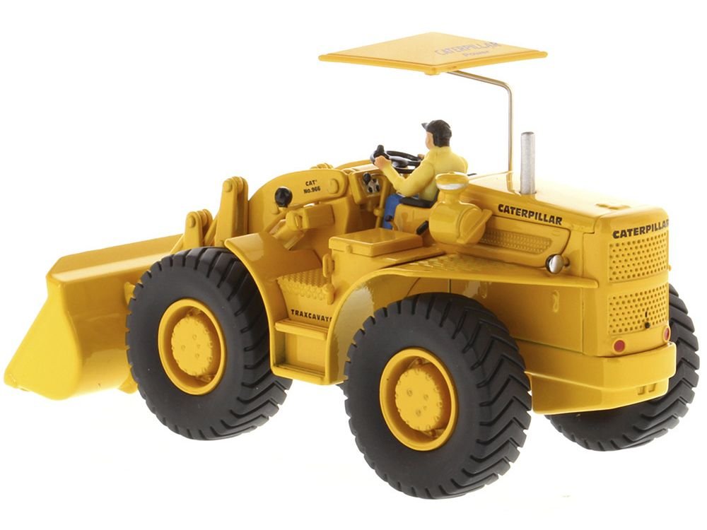 CAT Caterpillar 966A Wheel Loader Yellow with Operator "Vintage Series" 1/50 Diecast Model by Diecast Masters view 3