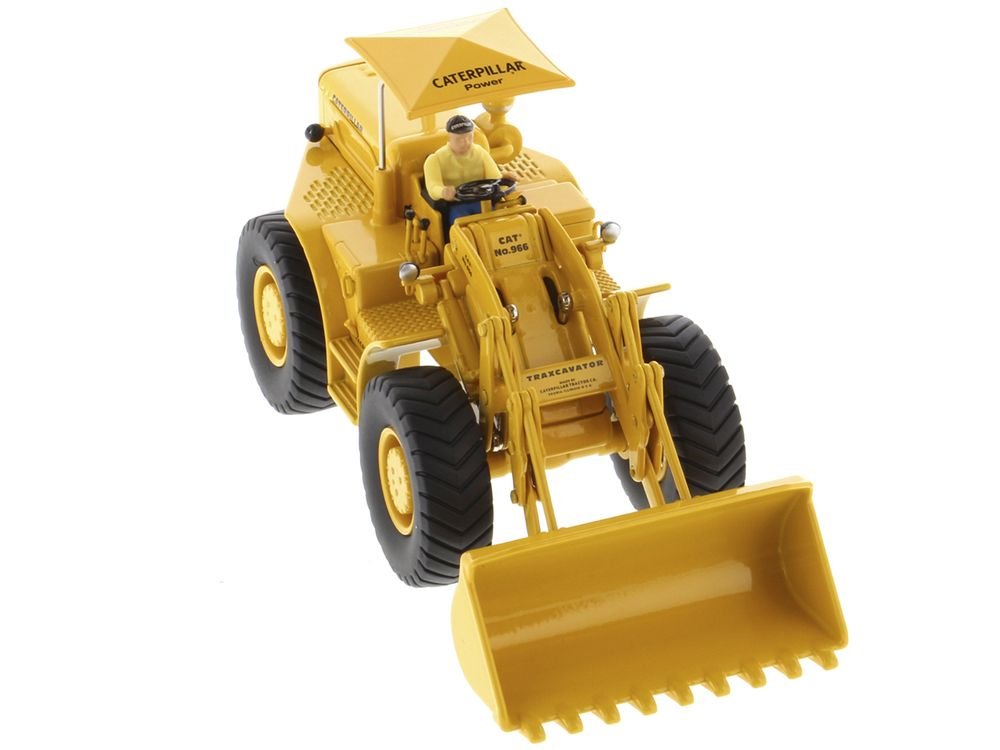 CAT Caterpillar 966A Wheel Loader Yellow with Operator "Vintage Series" 1/50 Diecast Model by Diecast Masters view 4