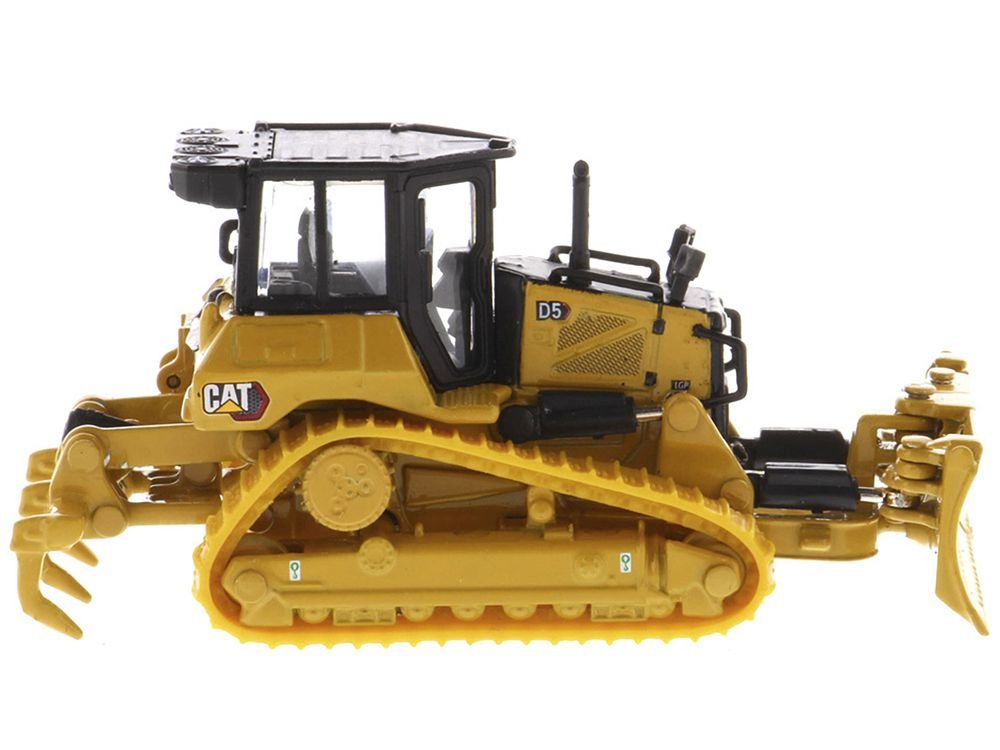 CAT Caterpillar D5 Track-Type Dozer Yellow with Fine Grading Undercarriage and Foldable Blade "High Line Series" 1/87 (HO) Scale Diecast Model by Diecast Masters view 3