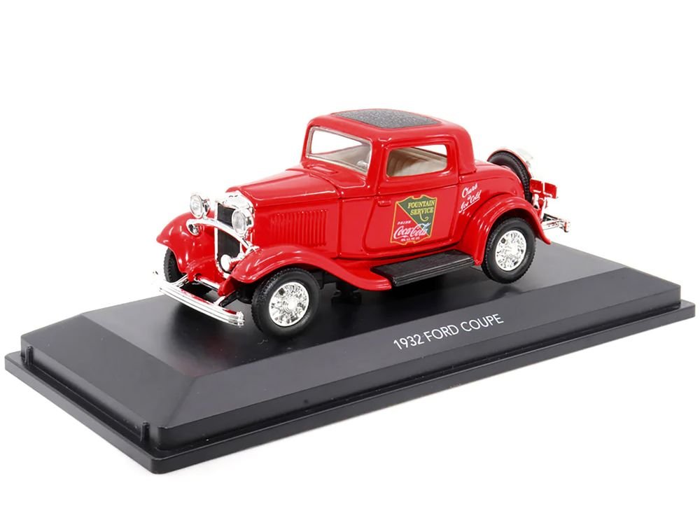 1932 Ford Coupe "Coca-Cola" Red with Black Top 1/43 Diecast Model Car by Motor City Classics view 2