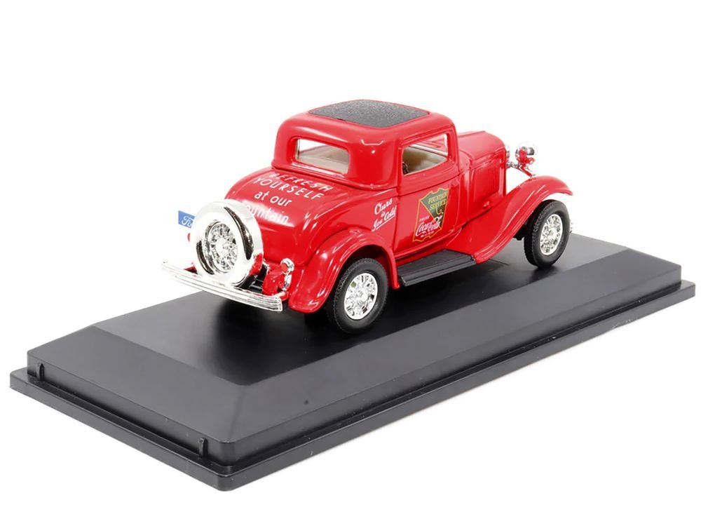 1932 Ford Coupe "Coca-Cola" Red with Black Top 1/43 Diecast Model Car by Motor City Classics view 3