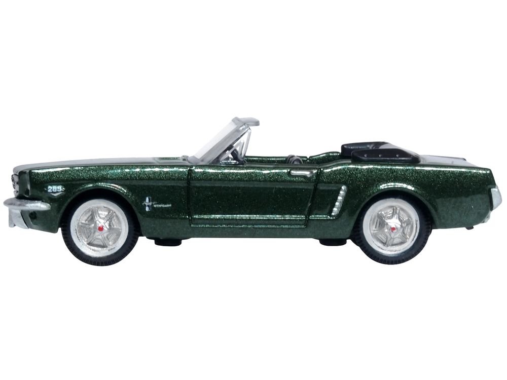 1965 Ford Mustang Convertible Ivy Green Metallic 1/87 (HO) Scale Diecast Model Car by Oxford Diecast view 2