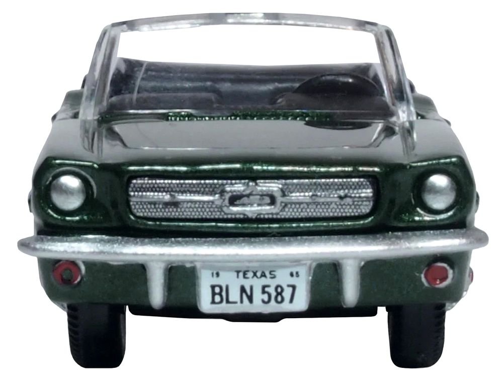1965 Ford Mustang Convertible Ivy Green Metallic 1/87 (HO) Scale Diecast Model Car by Oxford Diecast view 3