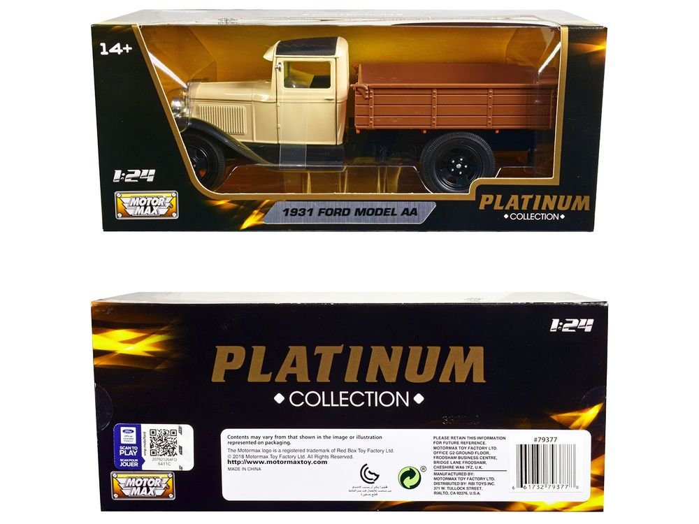 1931 Ford Model AA Pickup Truck Cream and Black "Platinum Collection" Series 1/24 Diecast Model Car by Motormax view 3