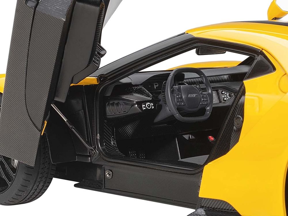 2017 Ford GT Triple Yellow with Black Stripes 1/18 Model Car by Autoart view 3