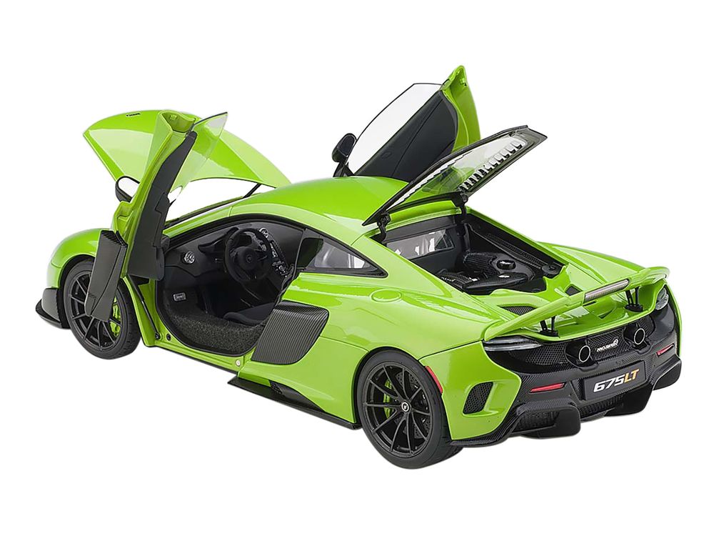 Mclaren 675LT Napier Green with Black Wheels 1/18 Model Car by Autoart view 2